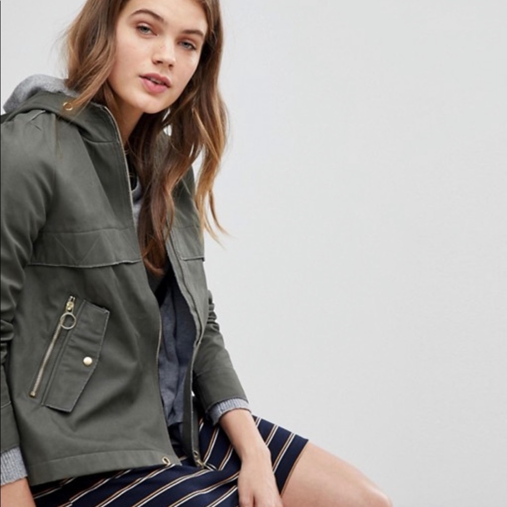 Esprit Canvas Zip Jacket With Hood